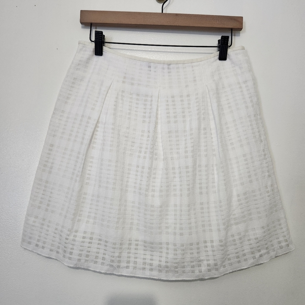 Vince Size 6 White Textured Woven Mini Skirt Double Layered Pockets Luxury